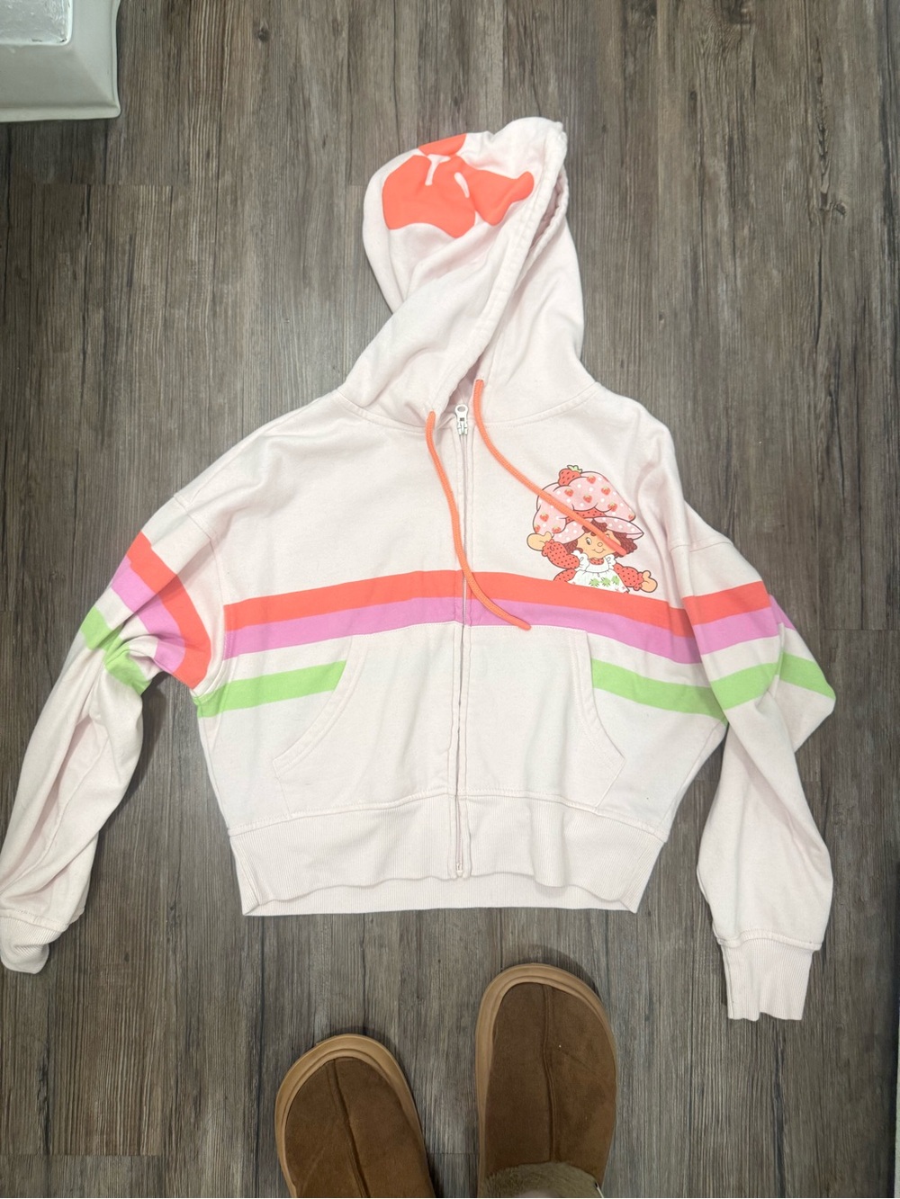 Strawberry Shortcake Pink Hoodie with Orange Drawstrings
